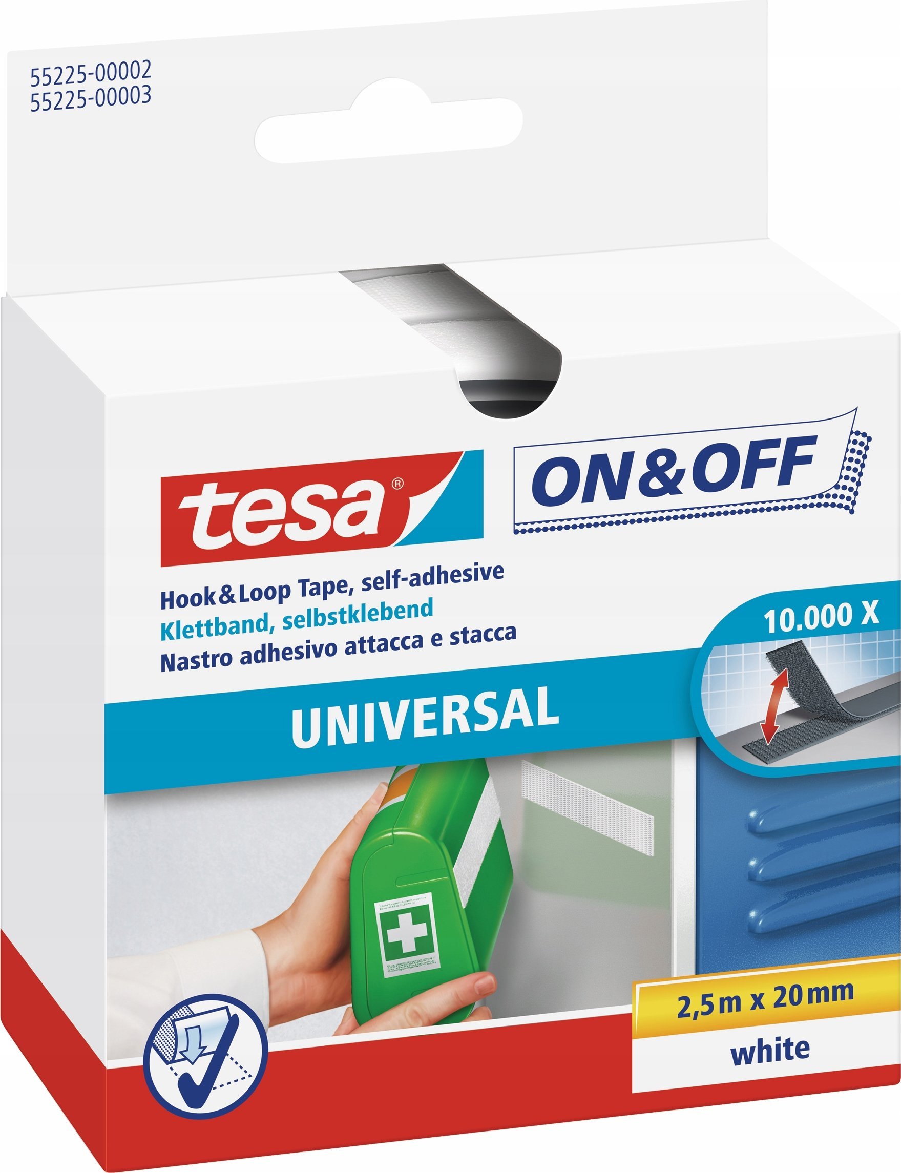 Tesa Tesa Hook&Loop Tape 2,5m x 20mm on&off white 55225