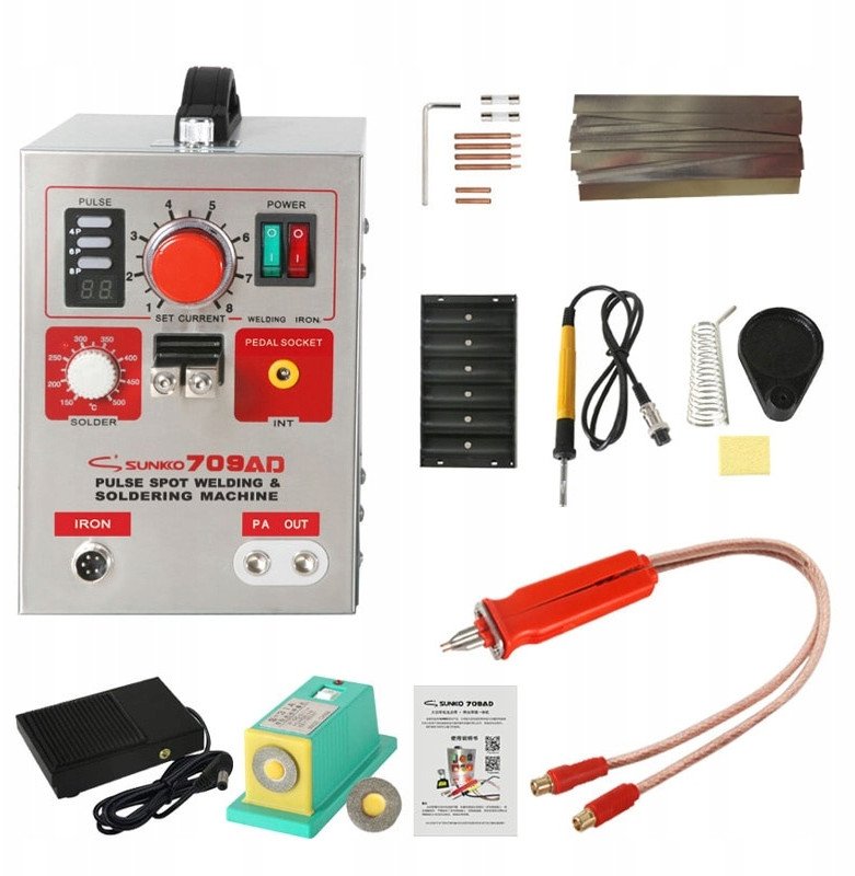 Spawarka Zgrzewarka Impulsowa Punktowa SUNKKO 709AD z Lutownicą Zestaw
