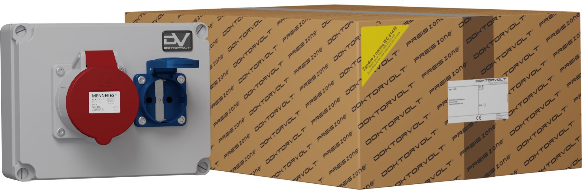 Doktorvolt Rozdzielnica budowlana WDD 1x32A 1x230V Schuko Mennekes Doktorvolt 6343