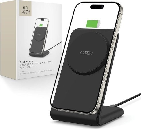 TECH-PROTECT QI15W-A38 MAGNETIC MAGSAFE WIRELESS CHARGER BLACK