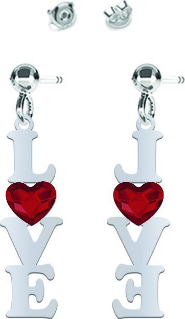 MEJK Jewellery Kolczyki Srebrne Love Walentynki