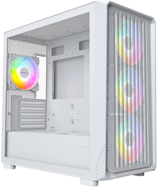 Montech X5M PC-Gehäuse, Midi-Tower, Micro-ATX, ARGB, Tempered Glass - weiß
