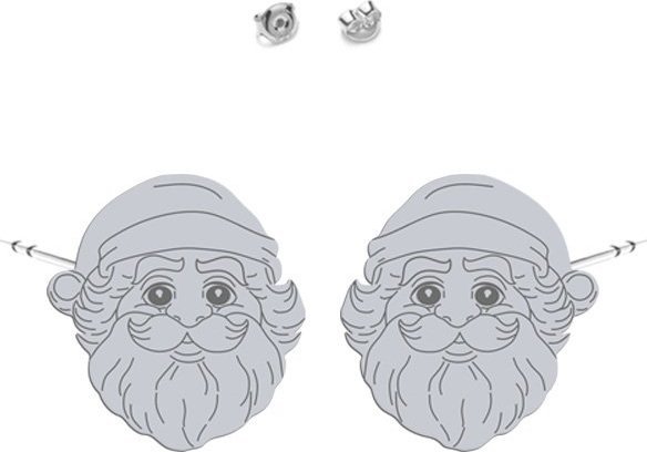 MEJK Jewellery Kolczyki Srebrne sztyfty Święty Mikołaj Boże Narodzenie