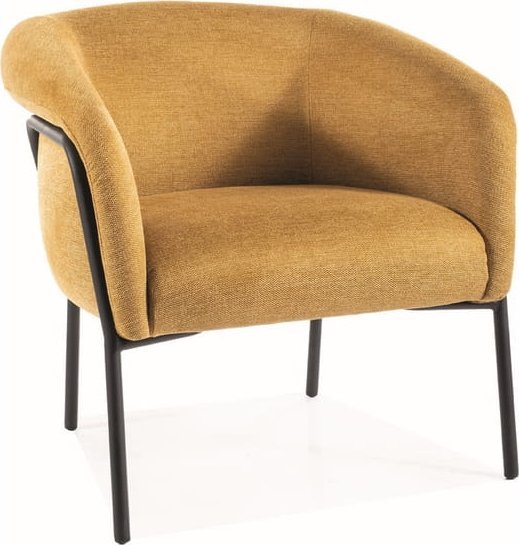 SIGNAL MEBLE Fotel w stylu glamour CLOVER BREGO curry/czarny mat