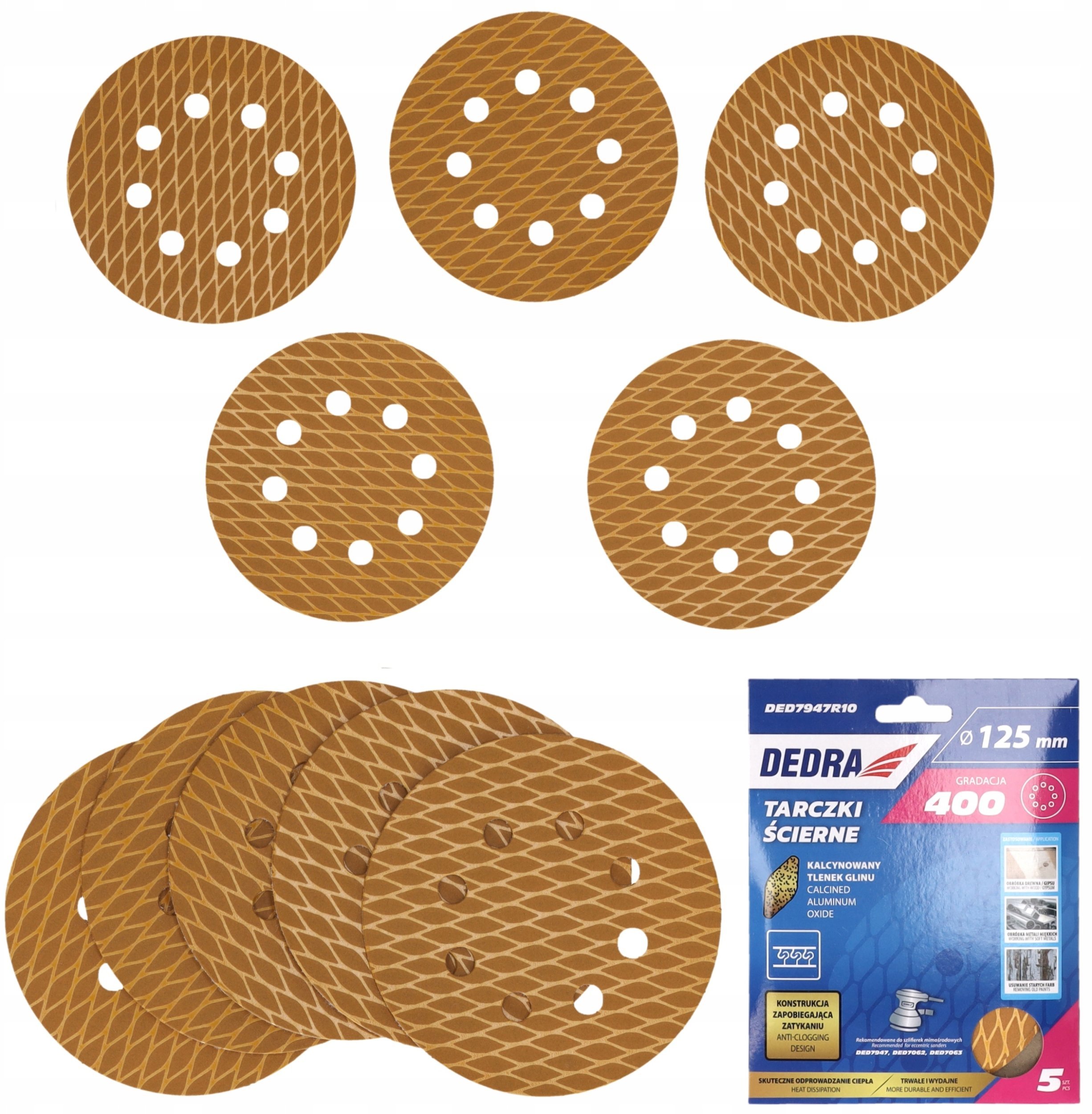 Tarczki ścierne Anti-clog 125mm, #400, rzep, zestaw 5szt
