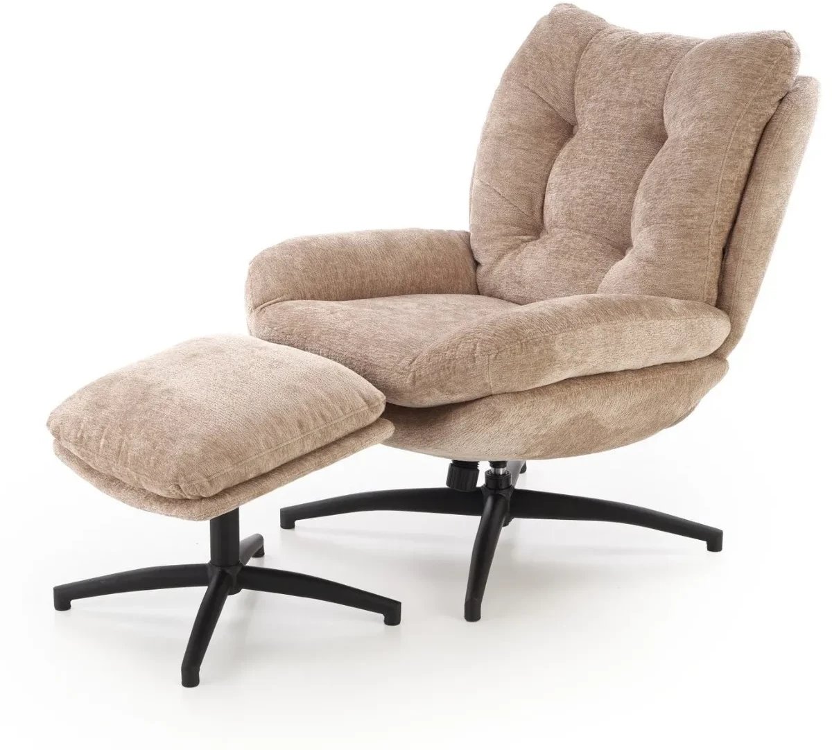 Fotel tapicerowany PESTO beżowy obrotowy z podnóżkiem HALMAR