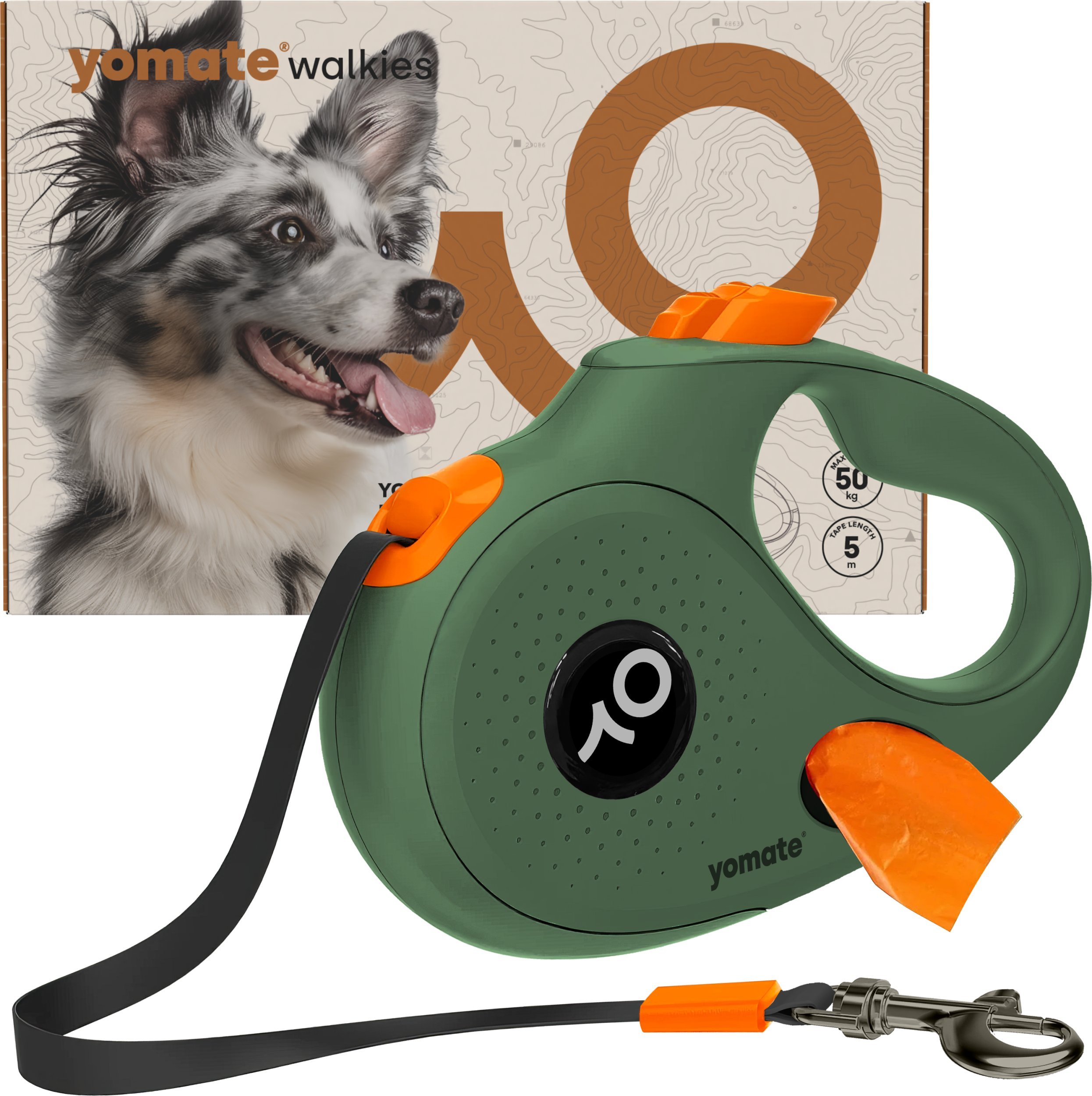 YOMATE! SMYCZ AUTOMATYCZNA DLA DUŻEGO PSA ZWIJANA Z BLOKADĄ