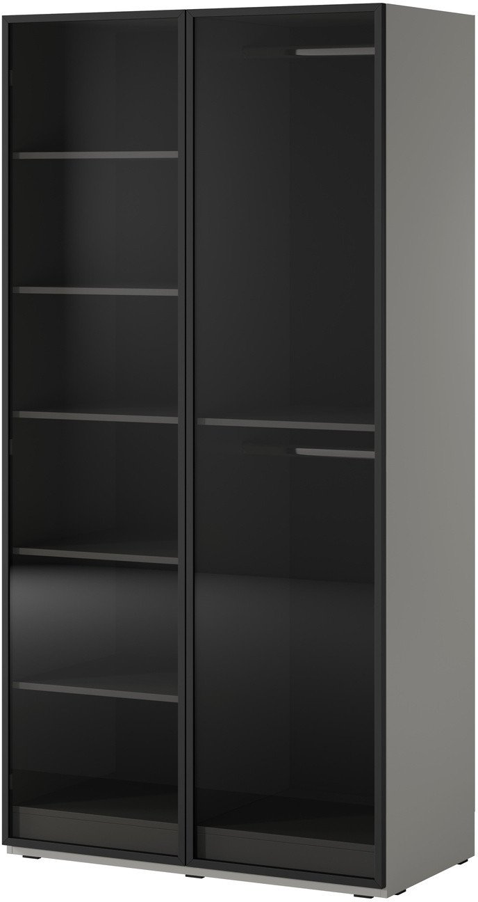 Szafa dwudrzwiowa Zen w kolorze Szarym + przyciemniane szkło