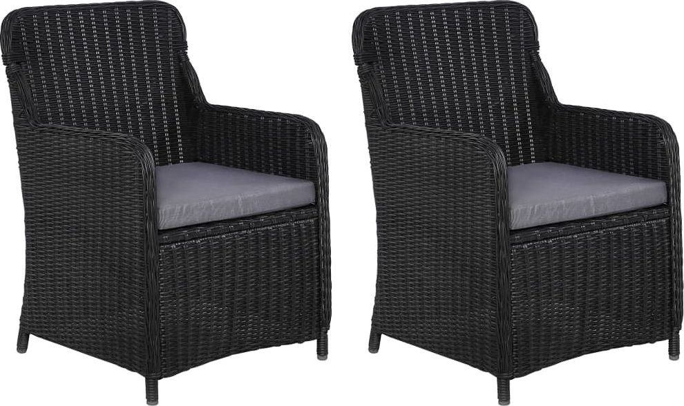Elior fotele polirattanowe ogrodowe Grafton 2 sztuki, czarne (5455)