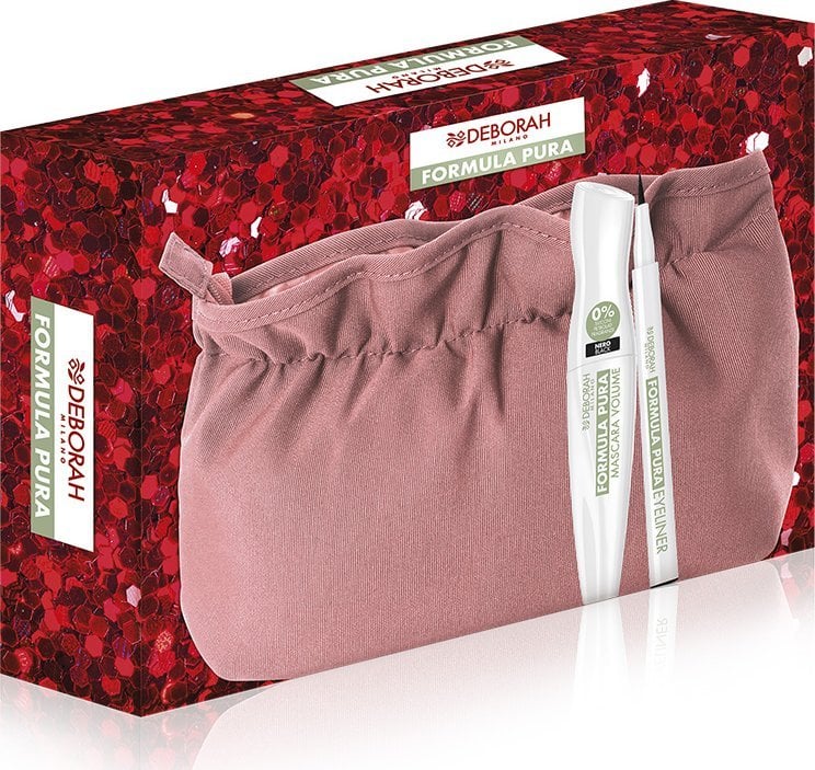 Deborah Set Deborah: Formula Pura, Volumizing, Mascara, Black, 12 ml + Formula Pura, Gel Pencil Eyeliner, Black, 1.5 g + Makeup Bag, Pink For Women