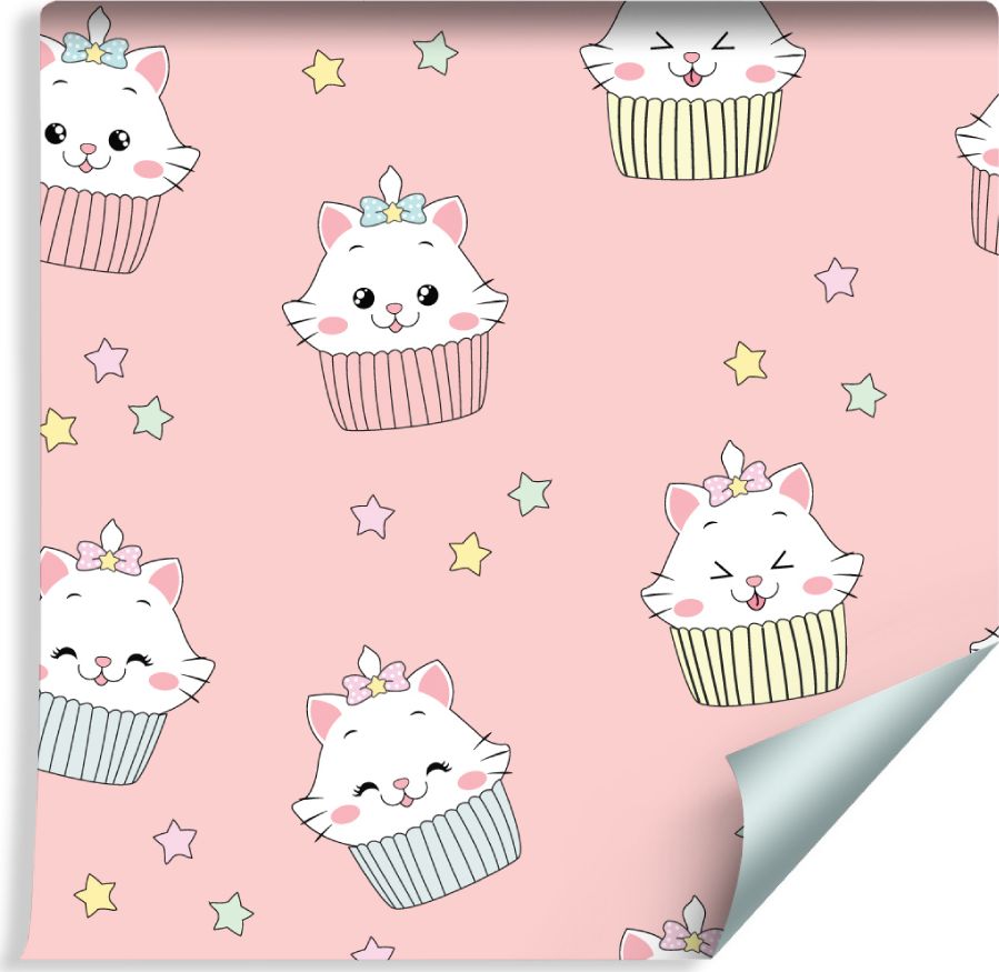 Muralo Tapeta Dla Dzieci - Śliczne Kotki - Muffinki
