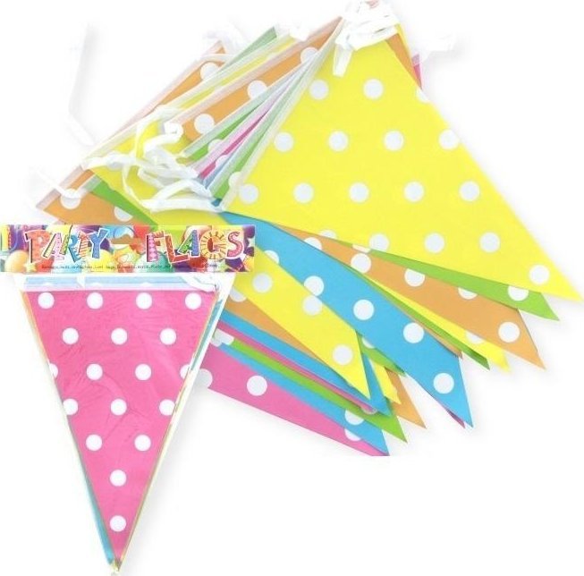 Girlanda flagi w kropki mix kolorów 27.5cmx6m