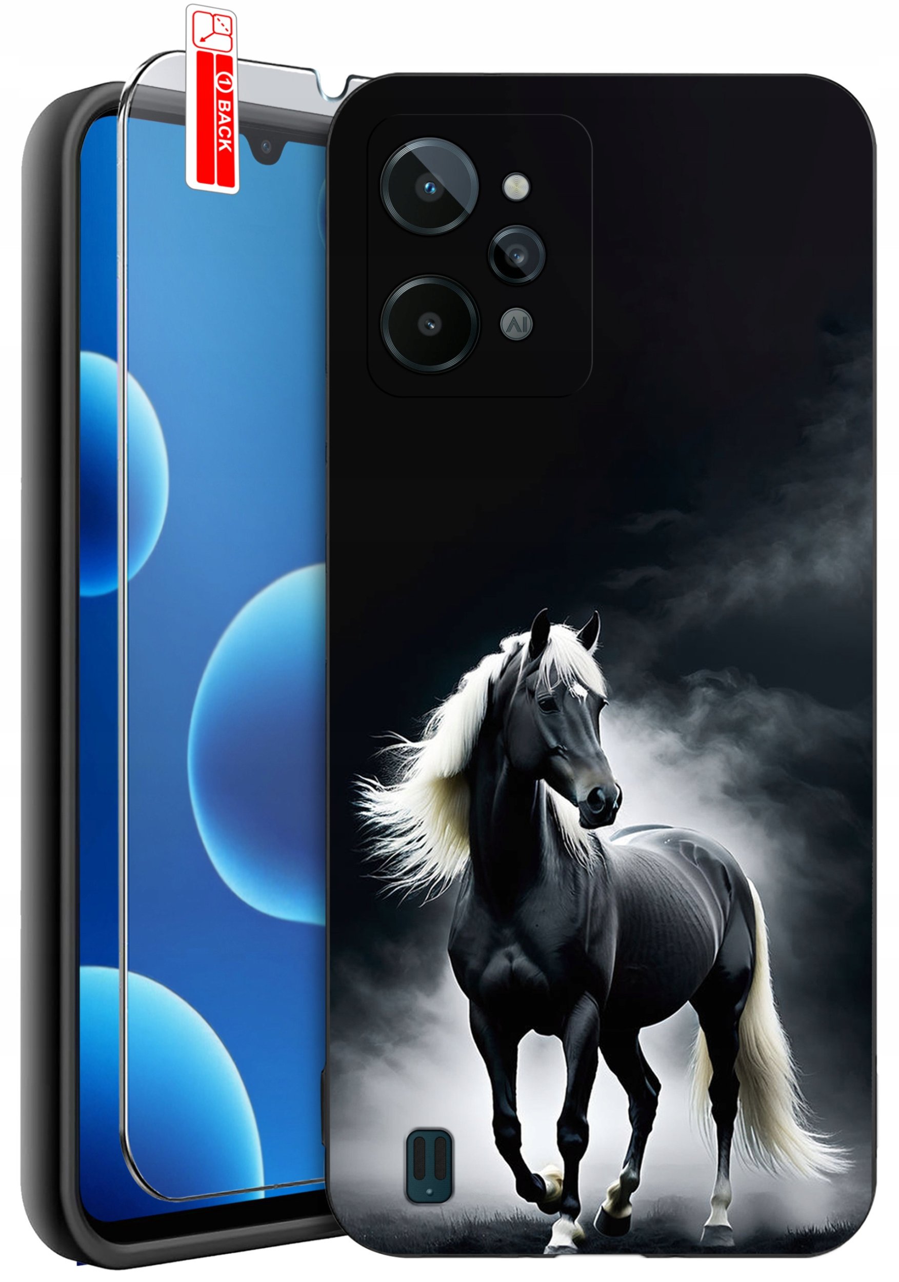 ETUI do Realme C31| WZORY | SILIKONOWE MATT CASE + SZKŁO 9H