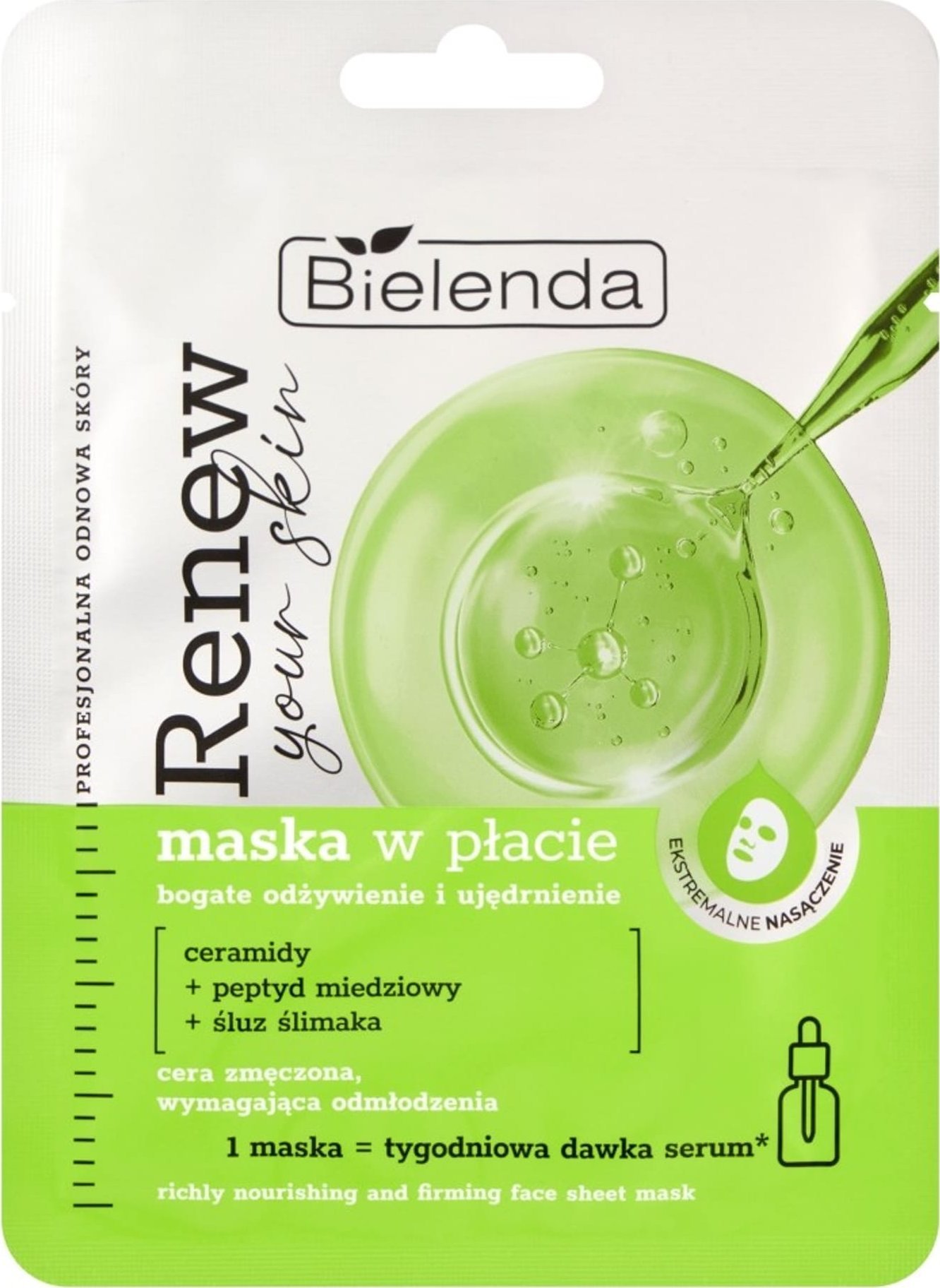 Bielenda Renew Your Skin Maska w płacie - bogate odżywienie i ujędrnienie 17 g