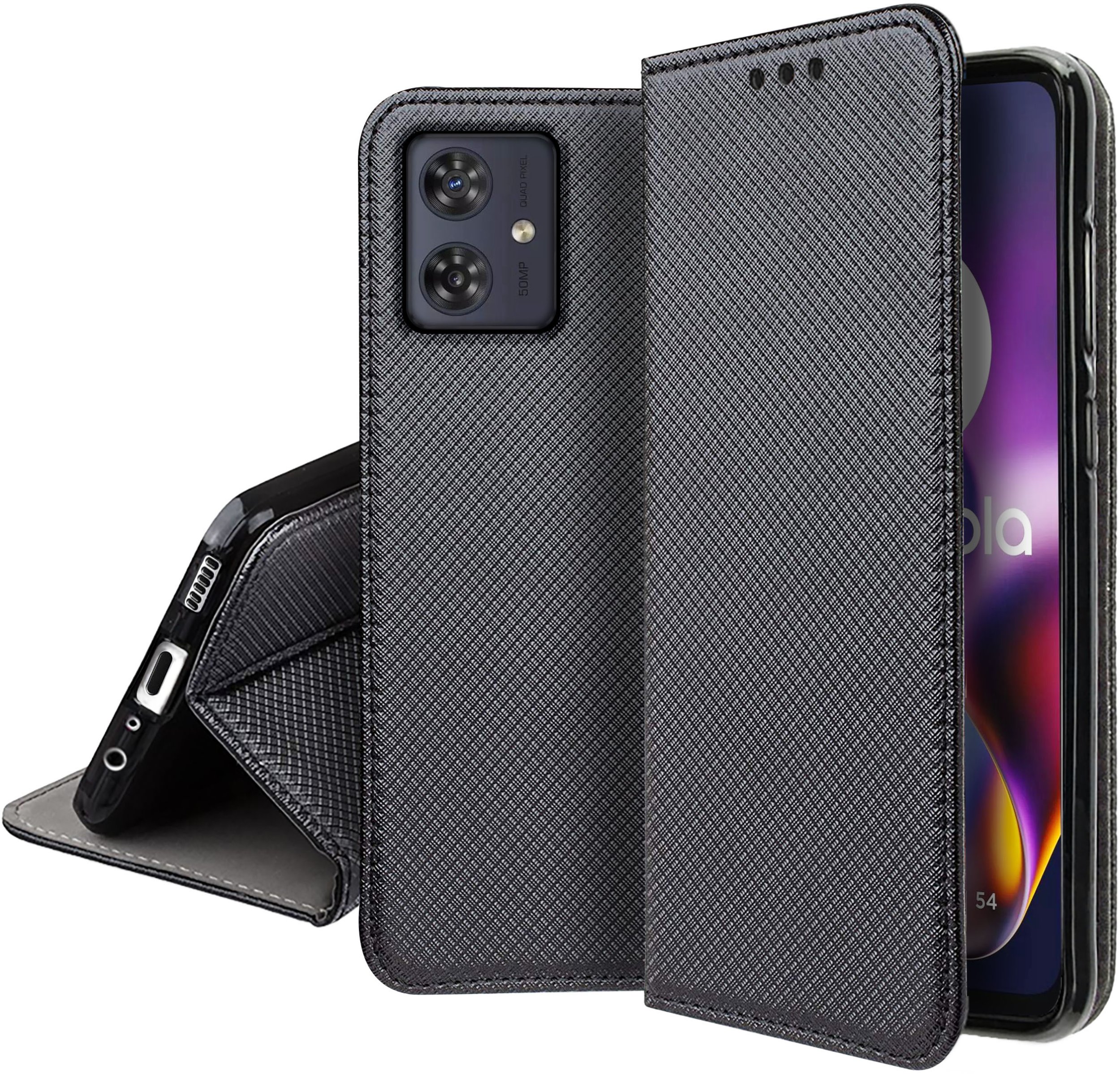Etui Motorola Moto G54 5G|Power Edition SMART MAGNET CASE PORTFEL +SZKŁO 9H