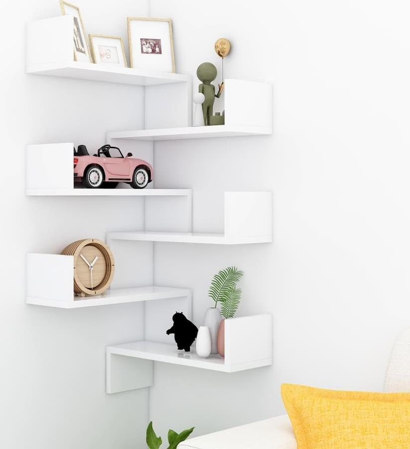 vidaXL vidaXL Półki ścienne narożne, 2 szt., białe, 40x40x50 cm, płyta