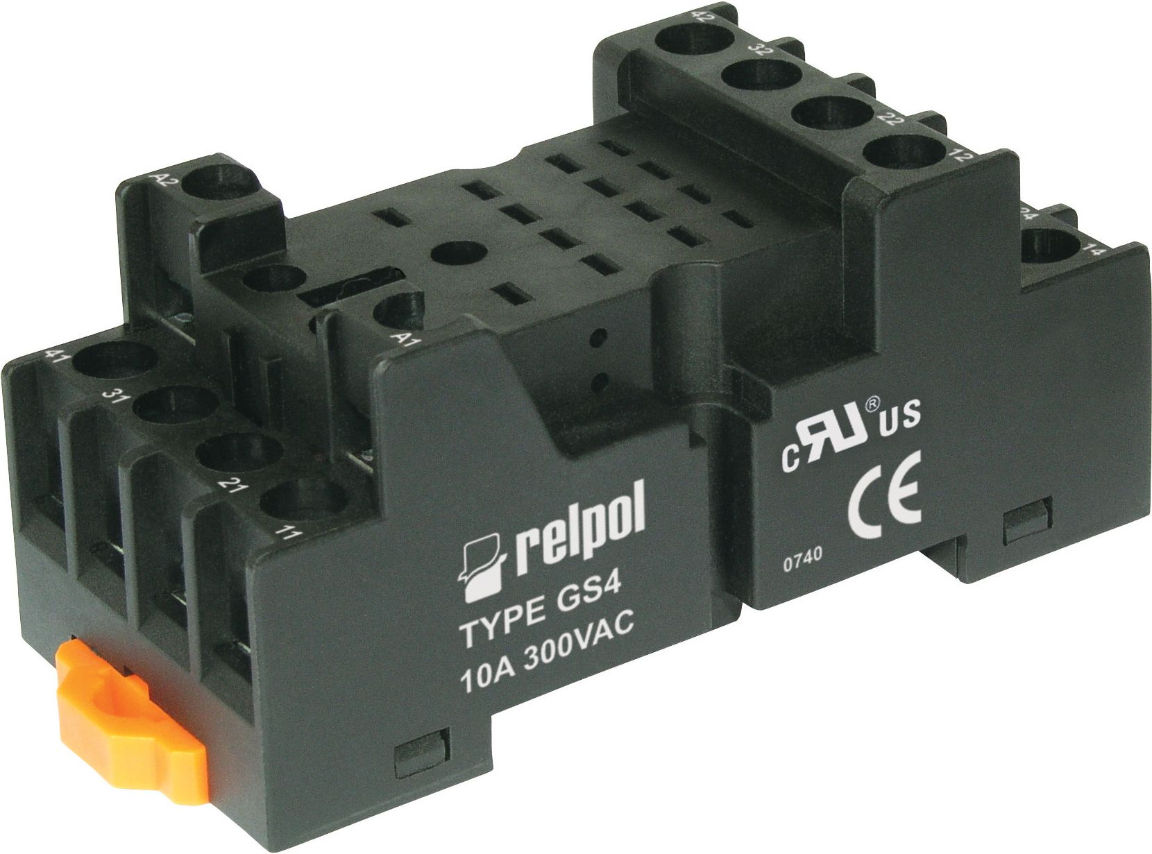 Relpol Gniazdo wtykowe do przekaźnika R4 10A 300V AC czarne GS4 (2613504)