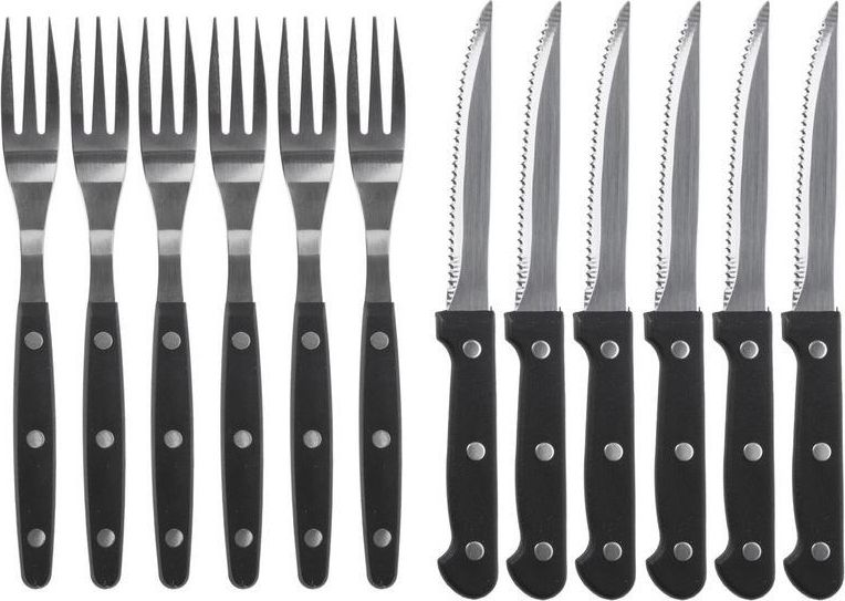 BBQ Sztućce do steków, pizzy / noże, widelce 12 el.