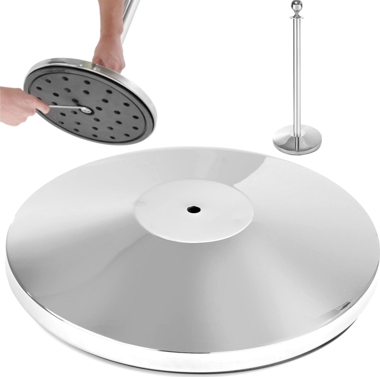 Hendi Podstawa do słupka odgradzającego chromowana srebrna śr. 360 mm - Hendi 810484 Podstawa do słupka odgradzającego chromowana srebrna śr. 360 mm -