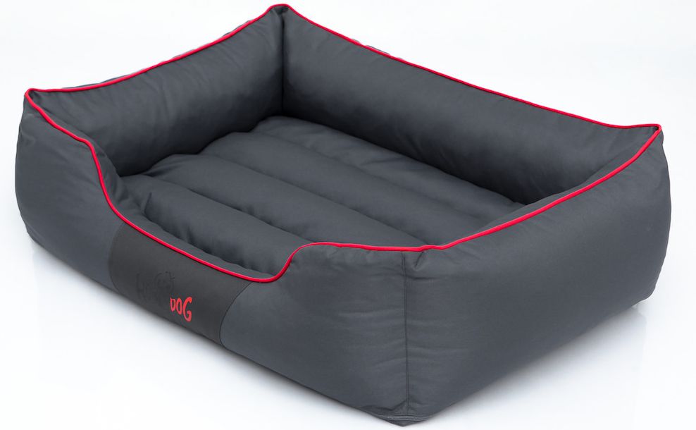Hobbydog Legowisko Comfort - Szare z czerwoną lamówką XXXL