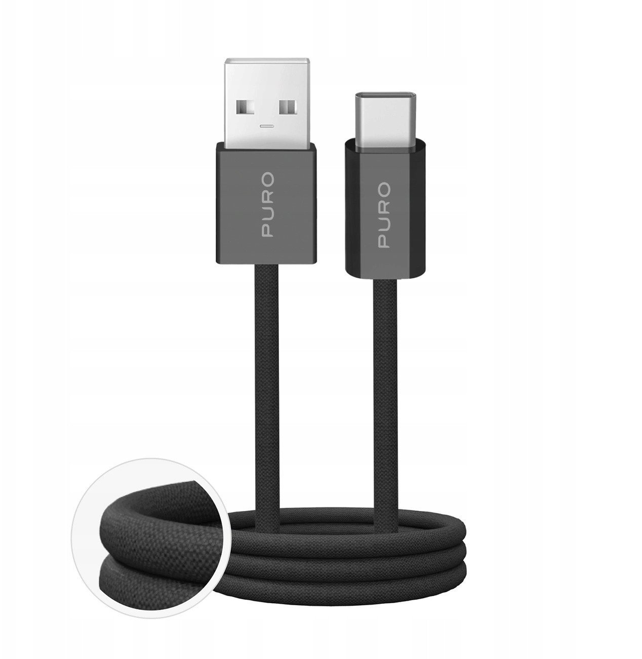 Kabel USB Puro USB-A - USB-C 1.5 m Czarny (8018417498732)