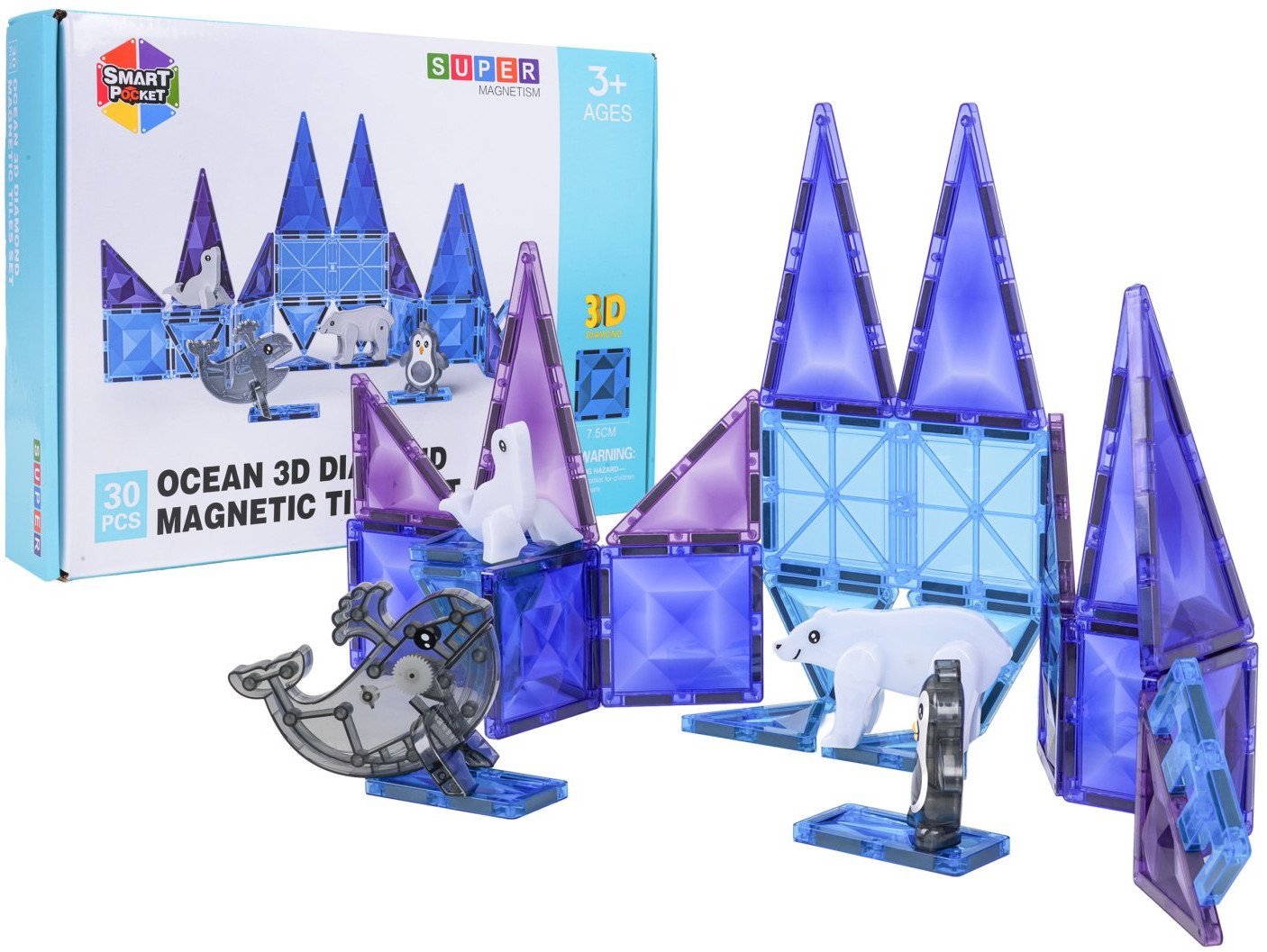 Zestaw Klocków Magnetycznych ICE SNOW 30el.