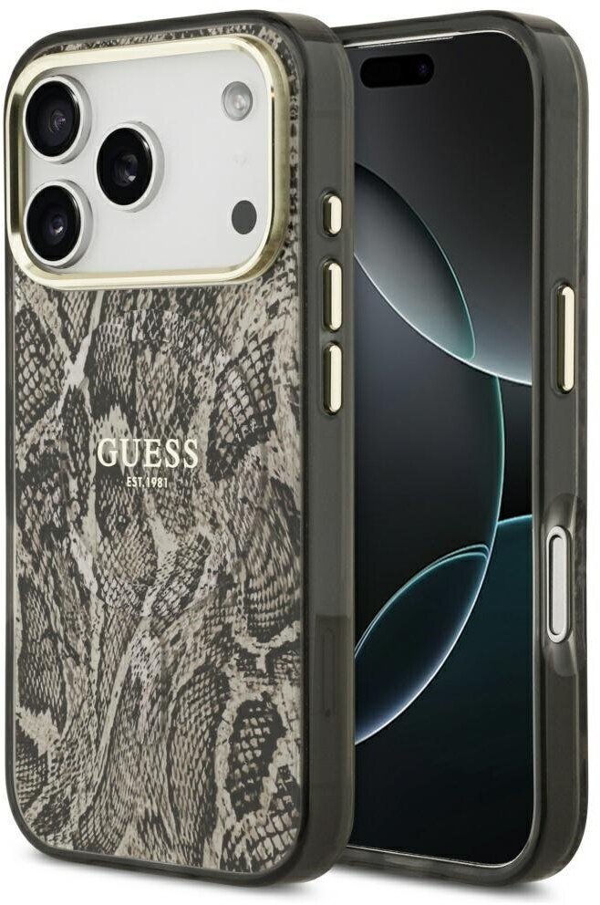 Etui Guess Python Pattern MagSafe do iPhone 17 Pro Max brązowy