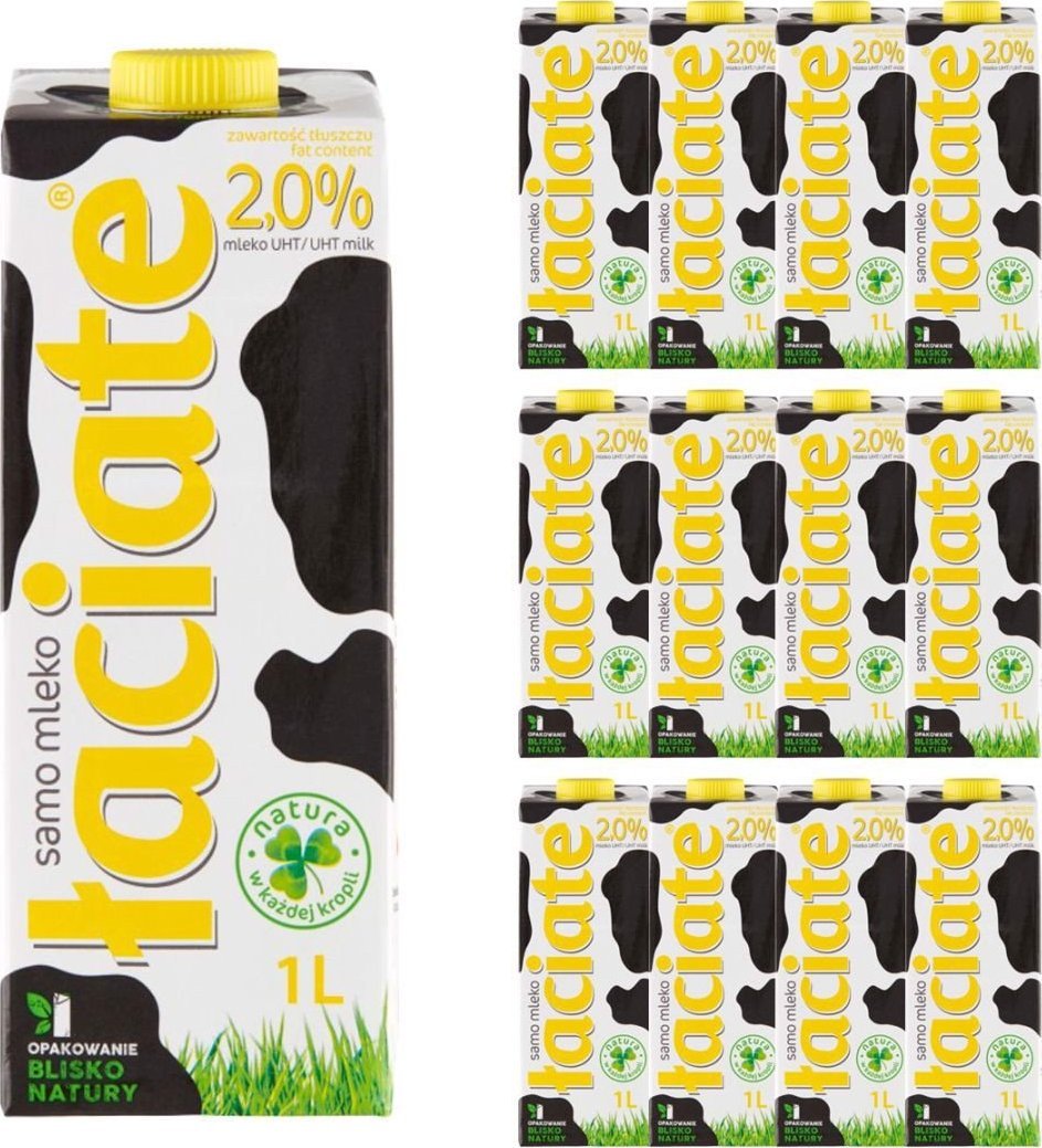Łaciate Łaciate Mleko UHT 2,0 % 1 l x12 sztuk