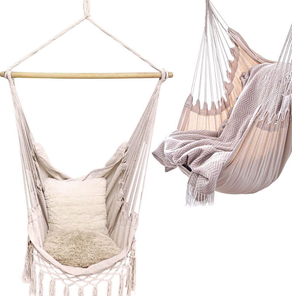 Ambiance Hamak Brazylijski fotel podwieszany huśtawka beżowy