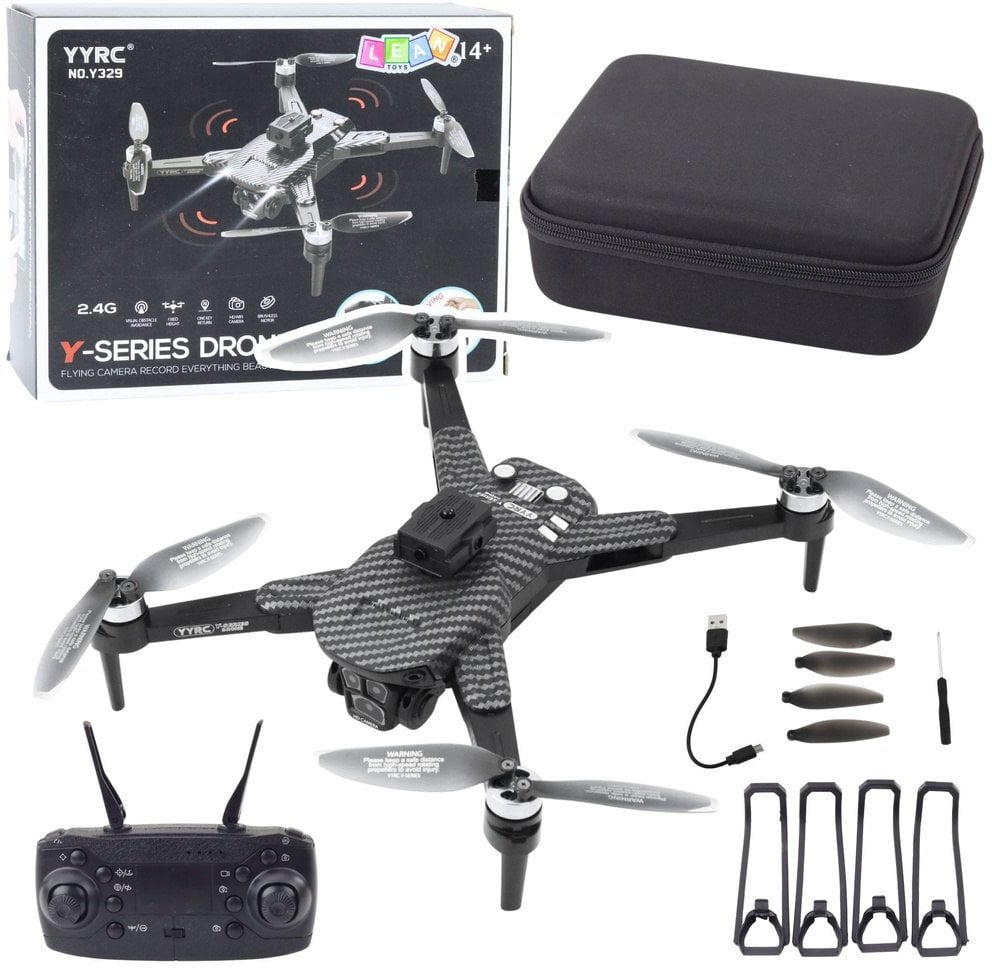Dron Y329 Kamera HD WIFI Światła LED Aplikacja Czarny Karbonowy