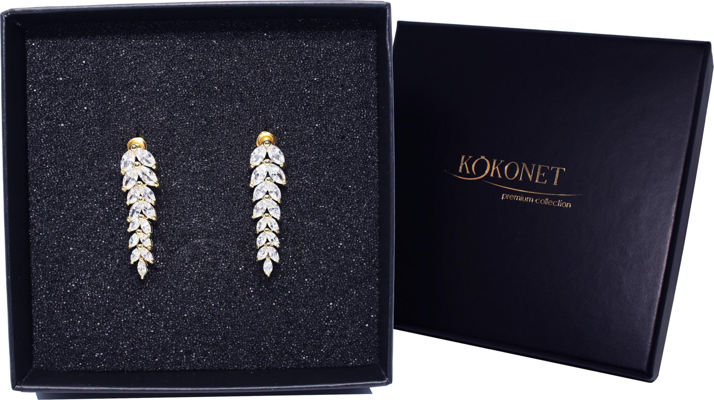 KOKONET KOLCZYKI listki DROBNE lekkie WESELE ślub JAKOŚĆ