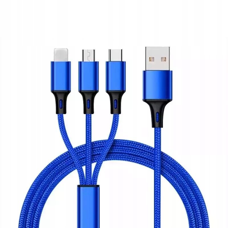 KABEL ŁADOWARKA 3w1 MICRO TYP-C do IPHONE USB-C 5A