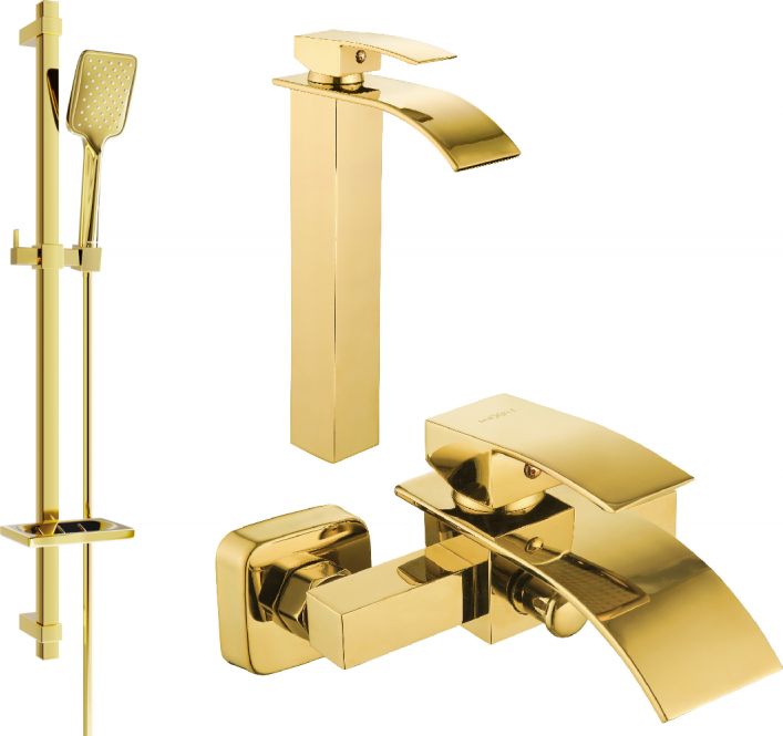 Mexen Mexen Aries DQ62 zestaw wannowy, złoty - 744813DQ62-50