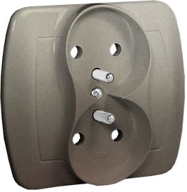 Kontakt-Simon Gniazdo podwójne Simon akord z uziemieniem 16A satynowy (AGZ2/29)