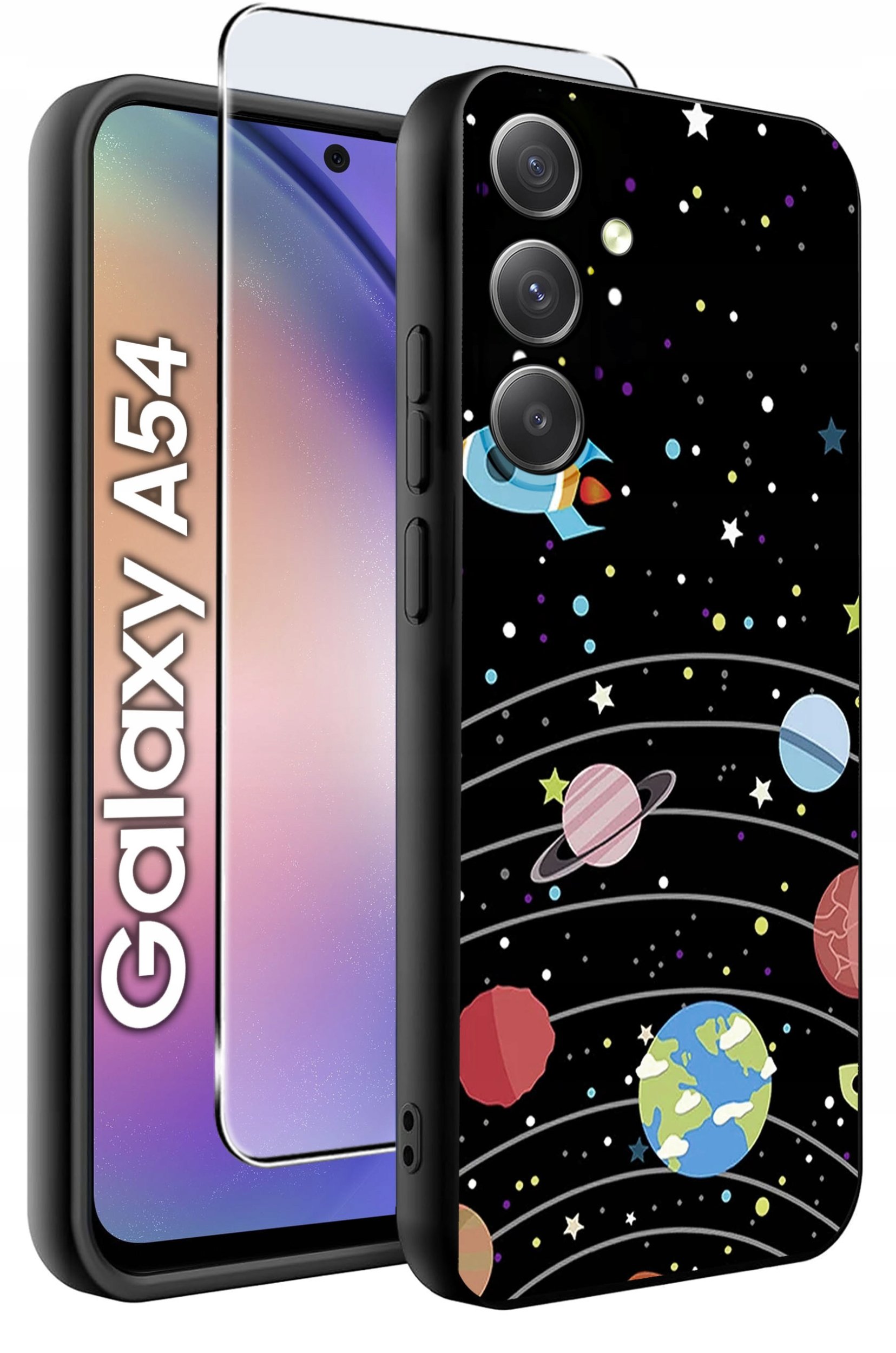 ETUI do Samsung A54 5G WZORY | SILIKONOWE MATT CASE + SZKŁO 9H