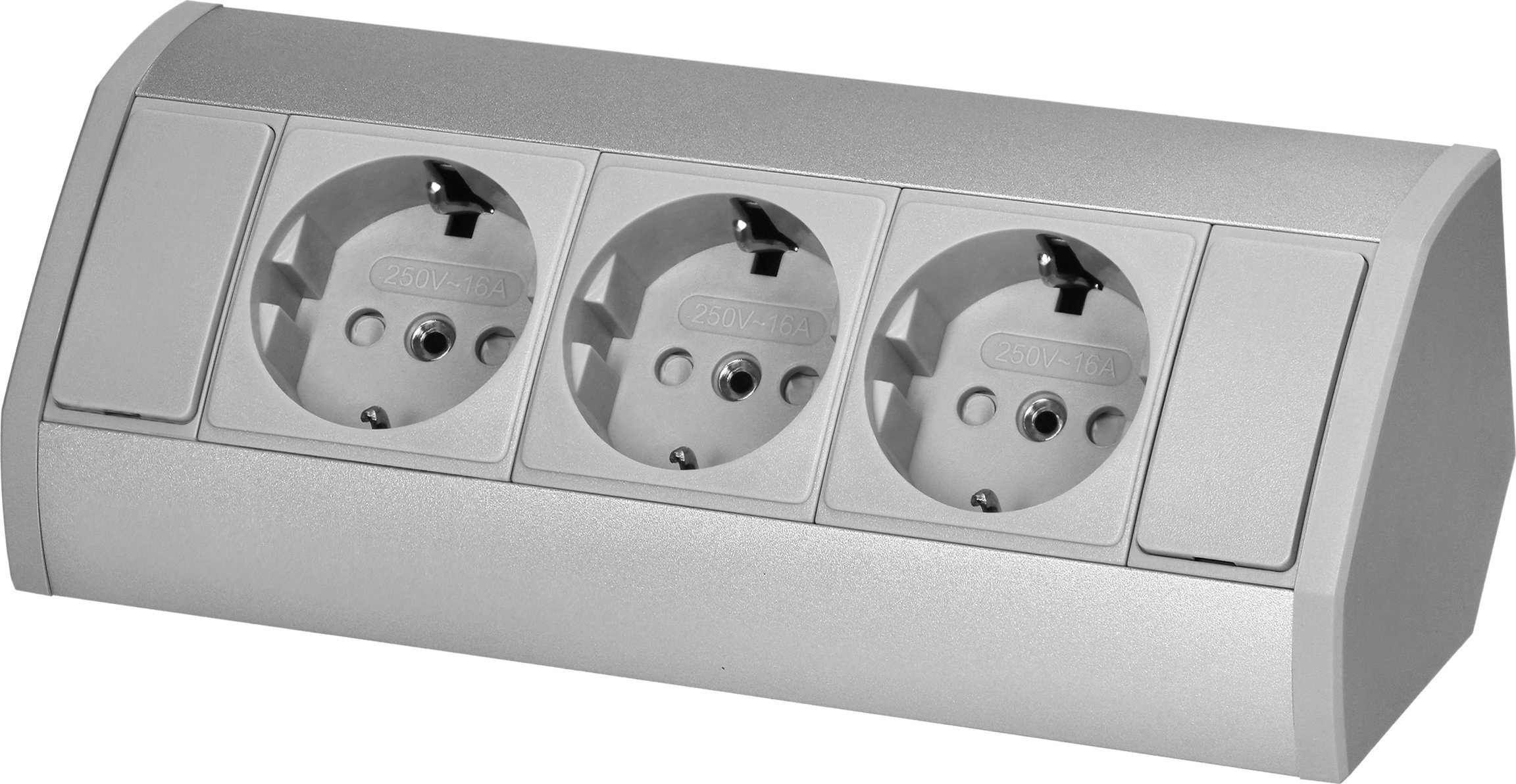 Orno Gniazdo meblowe 3x2P+Z (Schuko), szaro-srebrne