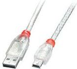 Kabel USB Lindy USB-A - miniUSB 2 m Przezroczysty (41783)