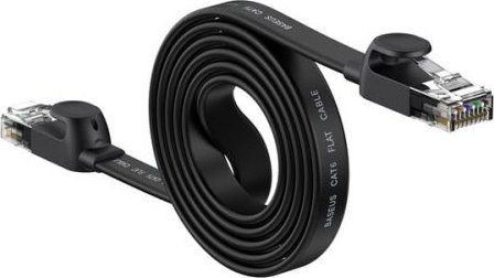 Baseus Baseus Speed Six kabel sieciowy płaski RJ45 1000Mbps 1.5m czarny (WKJS000001)