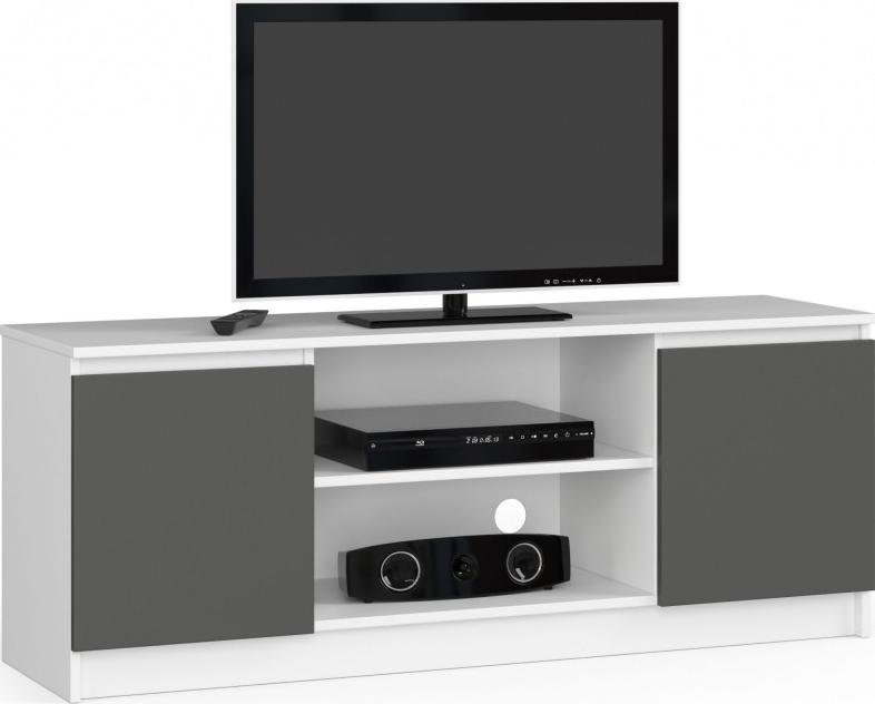 Fabryka Mebli Akord Szafka RTV 140 cm pod telewizor - biała-grafit szary
