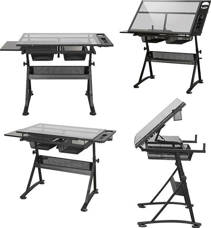 Biurko DNA DNA PRO DESK 1 biurko stół kreślarski z szufladami szkło hartowane 120x60 cm