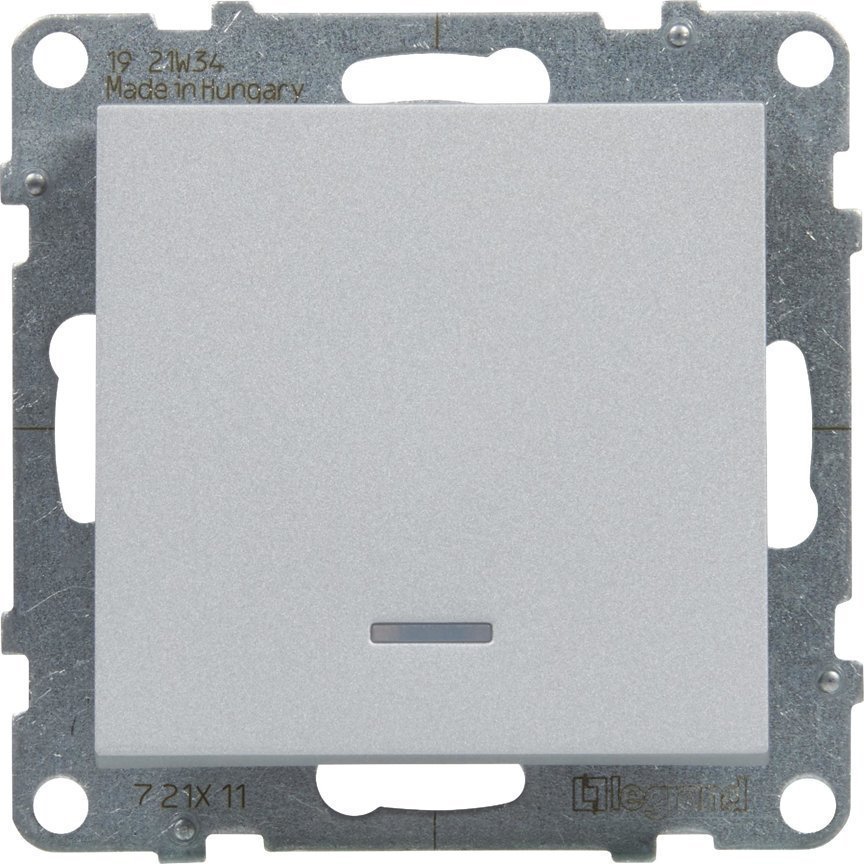 Legrand SUNO - Łacznik jednobiegunowy podświetlany - 10 AX - 250 V~ - zaciski automatyczne, Aluminium - Legrand 721311 himp