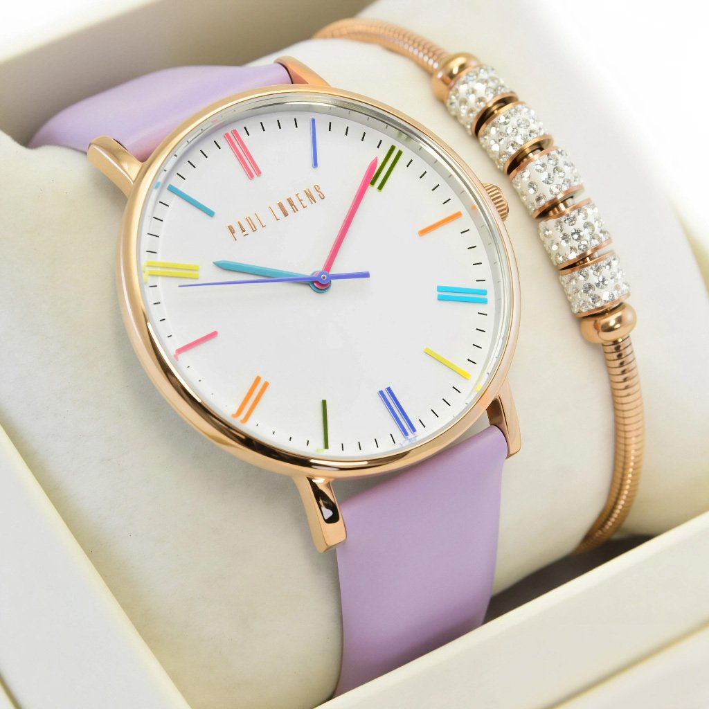Zestaw damski zegarek Paul Lorens KALAMA fiolet 3F3 + bransoletka