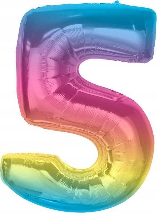 GoDan Balon foliowy cyfra 5 tęczowa Smart 92cm