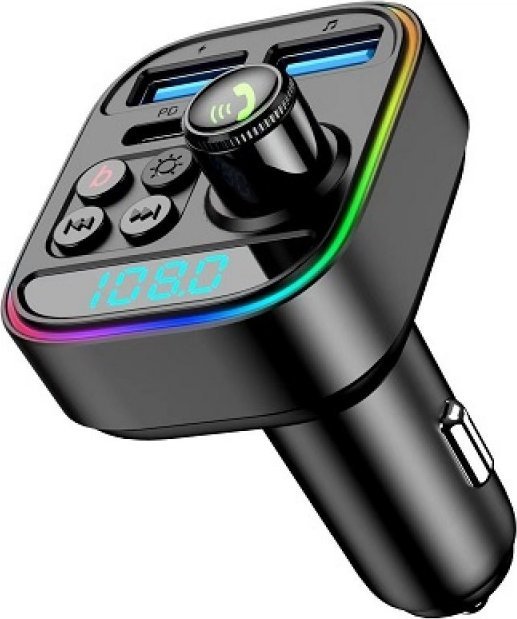 Transmiter FM Extra Digital FM moduliatorius automobiliui T18 (RGB LED, PD3.0 30W, laisvų rankų įranga)