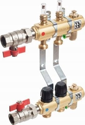 Tece Rozdzielacz mosiężny 1" ogrzewania podłogowego z przepływomierzami 5-sekcji (77331005)