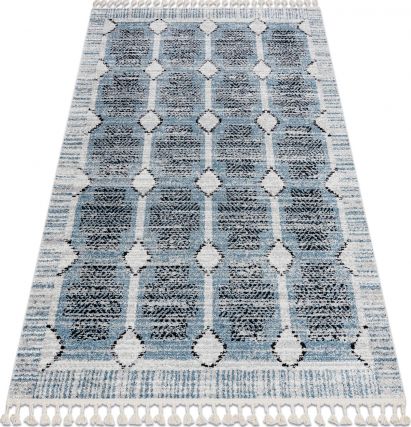 Dywany Łuszczów Dywan nowoczesny BELLE BR22A beż / niebieski Frędzle , 140x190 cm