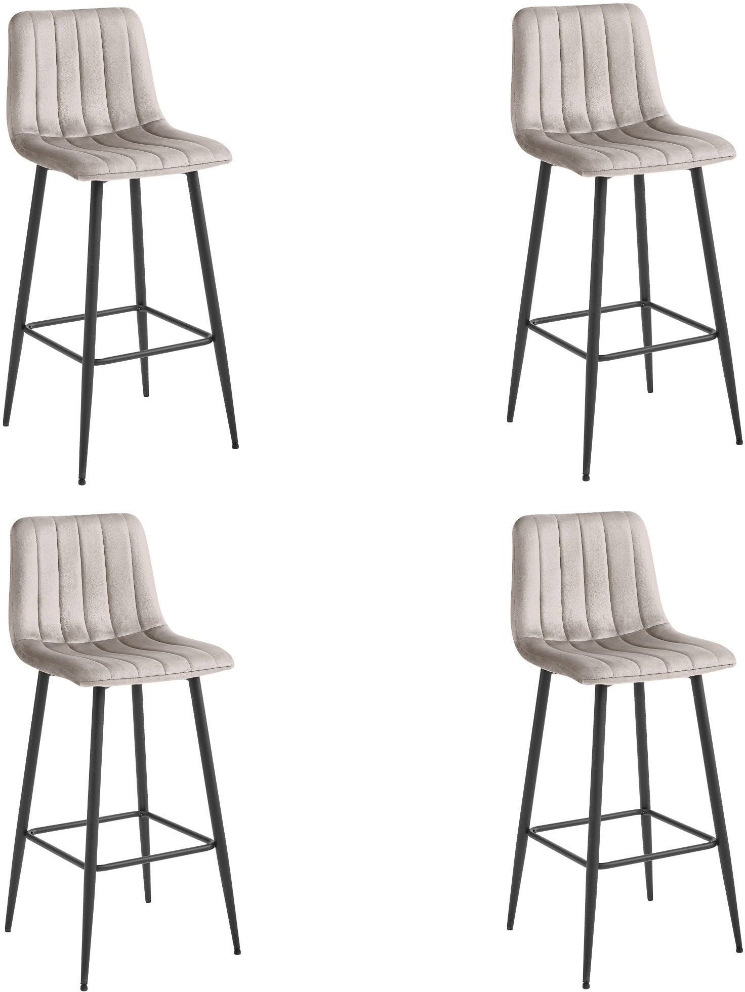 Leobert Hoker barowy POZZA aksamitny welurowy ciemny beżowy czarne nogi z podnóżkiem x4