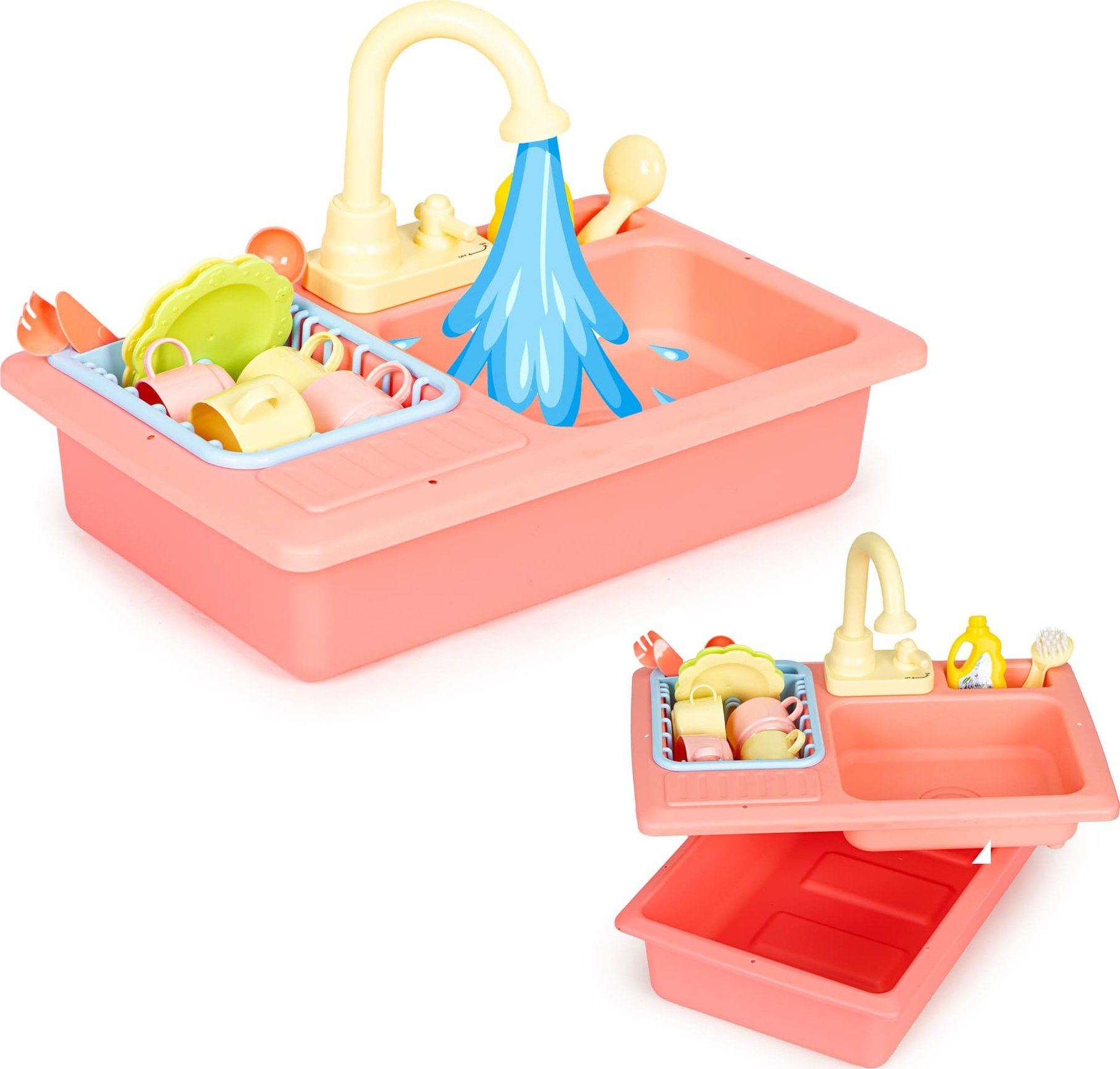 Multistore Zlew zlewozmywak z kranem napełniany wodą 12 akcesoriów zabawka dla dzieci