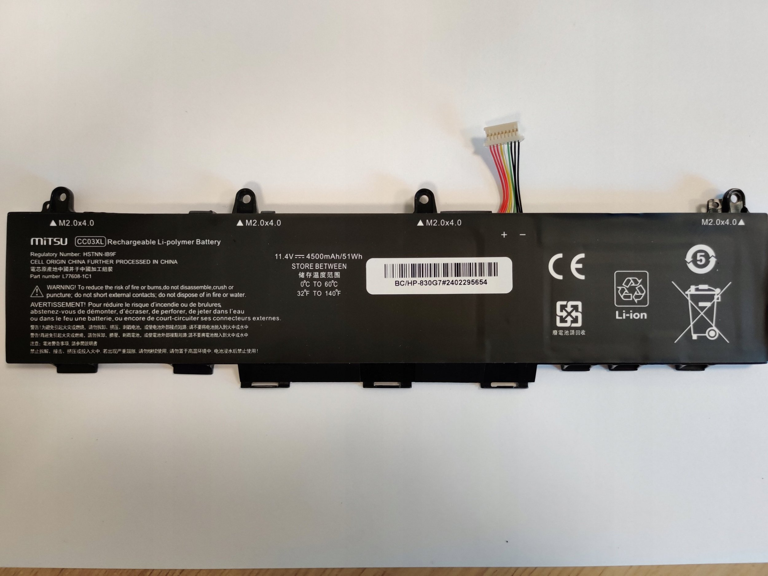 Bateria Mitsu Bateria CC03XL do HP EliteBook 830 840 G7 G8 ZBook Firefly 14 G7 G8