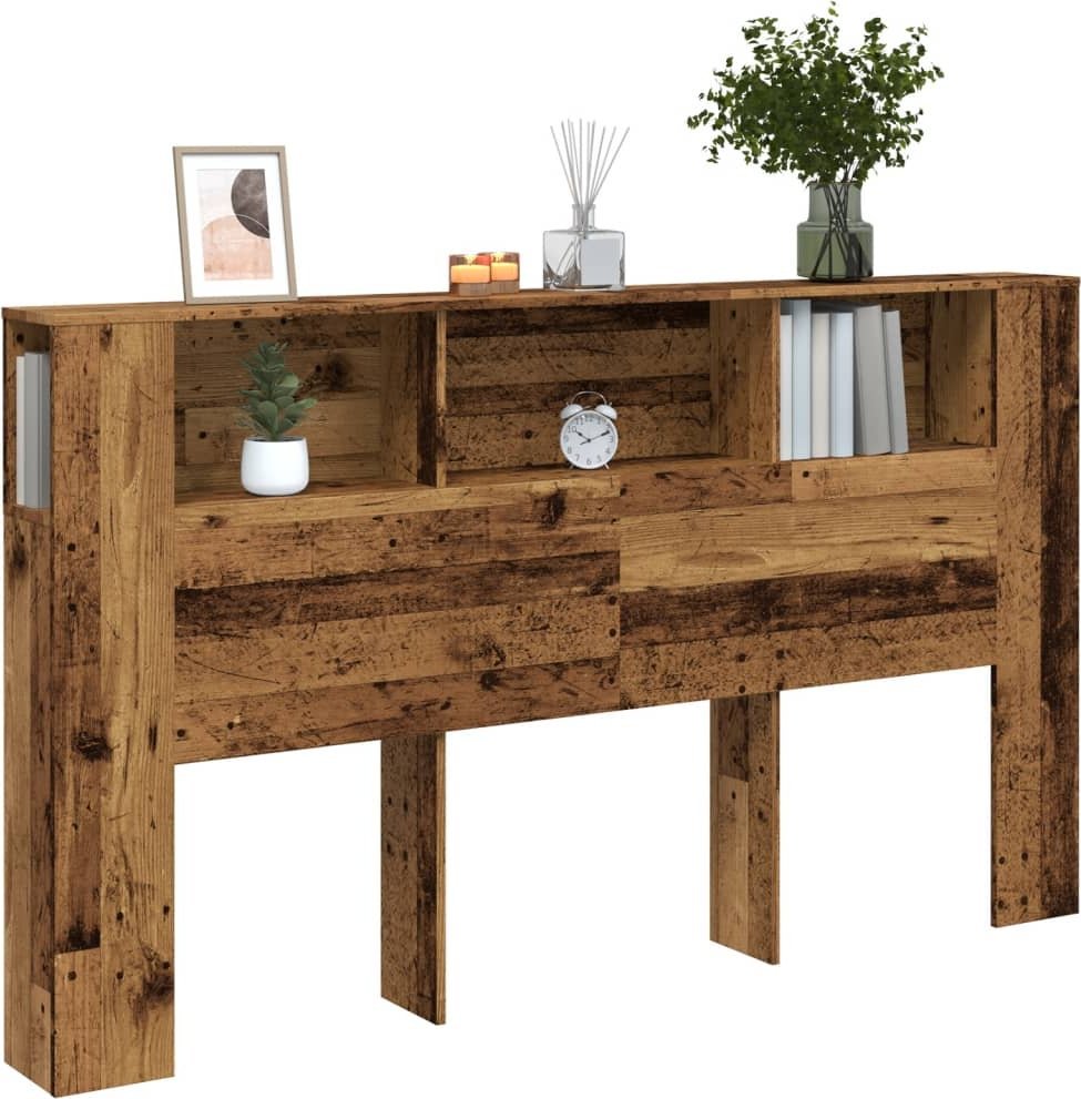 vidaXL vidaXL Wezgłowie z półkami, stare drewno, 180x18,5x102,5 cm